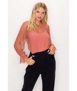 Lace Trim Shadow Stripe Bodysuit - $17.55 CAD