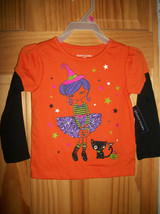 Faded Glory Baby Clothes 18M Orange Halloween Shirt Top Sparkle Witch Bl... - $9.49