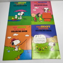 Vintage 1970s Peanuts Snoopy Coloring Books Set 4 Busy Day Fun Time Play... - $44.99