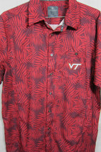 NWT $60 Colosseum Virginia Tech Hokies VT Fan Hawaiian Style Gray &amp; Red Shirt L - £28.76 GBP
