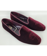 Zara Womens Burgundy Velvet Low Heel Loafers Shoes EU 40 US 9 - $39.60