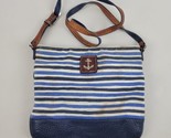 Brighton Canvas/Leather Nautical  Crossbody Bag Clutch Purse Anchor Blue... - $28.61