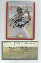 Josh Womack 2005 Wisconsin Timber Rattlers Midwest Auto&#39;ed Card W/GAME Ticket - £11.23 GBP