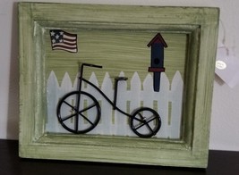 Handcrafted ~ Wood &amp; Metal Art ~ Framed Wall Decor ~ Unicycle ~ 6.25&quot; X 7.5&quot; - £11.95 GBP