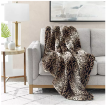 Luxury Grey Cheetah Print Faux Fur Throw 60&quot;x70&quot; - £38.59 GBP