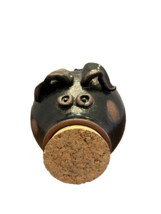 Piggy Bank Pottery Folk Art with Cork Nose and Curly Tail Brown Signed Holland - £25.49 GBP