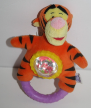 Disney Winnie The Pooh Tigger Plush 6&quot; Soft Toy Ring Handle Rattle Stuff... - £10.81 GBP