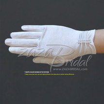 Girl&#39;s Satin Gloves with ruched part and pearl beading - $17.99