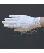 Girl&#39;s Satin Gloves with ruched part and pearl beading - £14.33 GBP