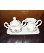 Porcelain Sugar and Creamer Set (Floral design) - £5.48 GBP