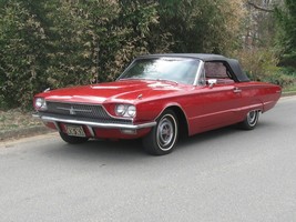 1966 Ford Thunderbird Candy Red Convertible, 24 x 36 Inch Poster, - £16.39 GBP