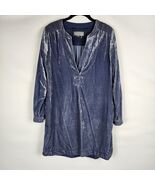 ANTHROPOLOGIE Women's Gray Blue Crushed Velvet Oversize Dress XS - $25.44