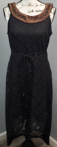 CB Established 1962 Dress Womens 10 Black Lace Lined Tie Waist Beaded Round Neck - $27.62