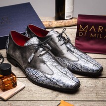 Anzio Genuine Alligator & Calfskin Dress Derby's Shoes Newspaper image 8