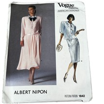 Vogue Sewing Patterns 1842 Albert Nipon American Designer Top &amp; Skirt 12 - £7.39 GBP