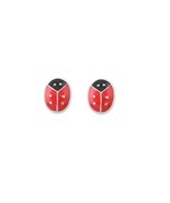 Red Sterling Silver Lady Bug Children Girls Stud Earrings - $9.02