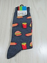 Funky Socks burgers fries hot dogs men women fits 6-12 shoe size NEW blue - $7.91