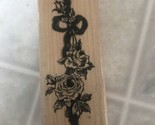 Rose Ribbon 4 1/8&quot; Wood Mounted Rubber Stamp 1989 by Stampendous # N10 - $11.35