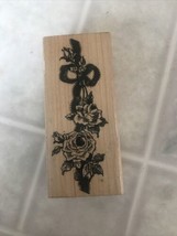 Rose Ribbon 4 1/8" Wood Mounted Rubber Stamp 1989 by Stampendous # N10 - $11.35