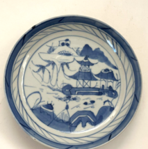 Antique Chinese 19th C. Export Canton Small Plate 5 3/4&quot; River Village Scene - £30.49 GBP