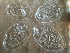 Vintage Federal Glass Homestead Hospitality Snack/Luncheon Set 4 Plates &amp; 4 Cups - £13.18 GBP