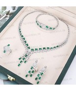 Pear Simulated Emerald Women&#39;s Wedding Jewelry Set Gold Plated 925 Silver - €768,22 EUR