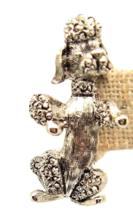 Vintage Brooch GERRYS Figural Dog Poodle Pin Antiqued textured metal kitsch - £7.74 GBP