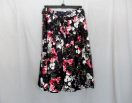 Banana Republic skirt fit-in-flare midi Size 0 (zero) Petite black red floral - £11.55 GBP