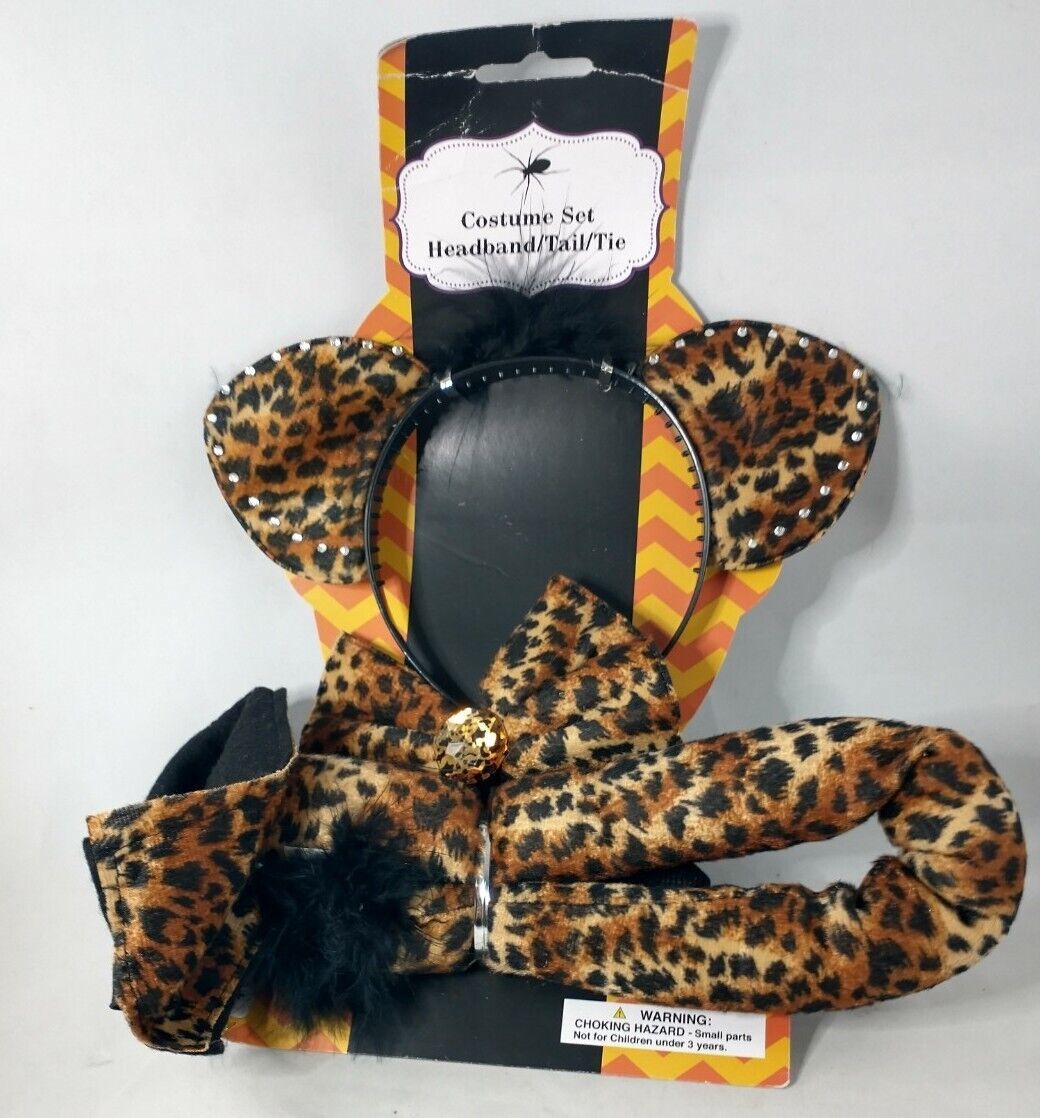 Leopard Costume Kit Women kids teens - Horns + Bow Tie + Tail - $5.90