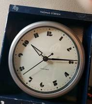 Thomas O brien Vintage Modern Silver Art Deco Retro silver 1950s Inspired Clock - £31.69 GBP
