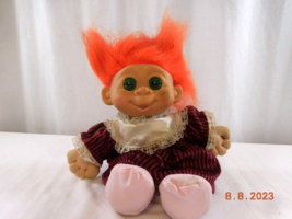 VTG 1992 MT Multi Toys Corp Troll Doll Orange Hair Outfit 11.5&quot; Plush Toy - £13.39 GBP