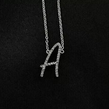 2Ct Round  Cut Real Moissanite Initial Letter &quot;A&quot; Pendant 14K White Gold Plated - $289.84