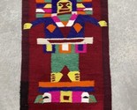 Vintage Central American Woven Rug pictorial man figure Headdress 36”x21... - $24.75