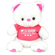 I&#39;d Shank A Bitch For You! Teddy Bear Valentines Day Funny Gift Her Him Plush - £23.59 GBP