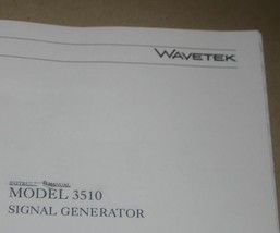 Wavetek 3510 signal Generator Operating Manual Instruction Guide book - £19.86 GBP