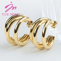 Hoop Earrings For Women 2022 Round Copper African Nigeria Fashion Jewelry Golden - £17.42 GBP