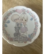 Vtg Precious Moments Mini 4” Plate Love is from Above, Happy Anniversary... - £12.61 GBP