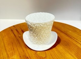 Fenton VaseTop Hat White  3 inch Candy Dish Bowl Daisy and Button - £21.36 GBP