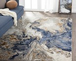 Marble Swirl Abstract Area Rug, Blue 5X7 - $127.99