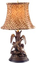 Sculpture Table Lamp Pheasant Birds Feather Fabric Hand Painted OK Casting Small - £496.33 GBP