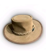 Overlander Leather Bush Hat Made in Australia Size Large Brown 2.5&quot; Brim - $18.69