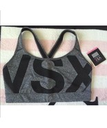 Victoria&#39;s Secret Sport Gray Marl Black VSX Player Crossback Sports Bra ... - £31.69 GBP