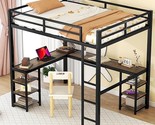 Full Size Loft Bed With L Shaped Desk,Metal Frame Loft Bed Full With Sto... - $518.99