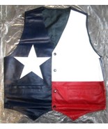 TEXAS FLAG COLOR LEATHER VEST NEW 2024 STOCK. ALL SIZES - HI QUALITY - CP BRAND - $78.00