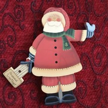 Christmas Santa Ornament Hanger Hand Painted Wood Farm House - £5.53 GBP