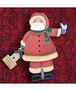 Christmas Santa Ornament Hanger Hand Painted Wood Farm House - £5.42 GBP
