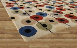 Hand Tufted Circle Dots Multi Color 8&#39; x 10&#39; Contemporary Woolen Area Rug Carpet - £478.72 GBP