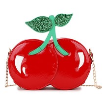 Fresh Cherry Shape Chain Shoulder Bag for Women Novelty Purses and Handbags Girl - £36.45 GBP