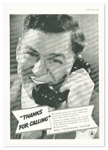 Print Ad Bell Telephone System Thanks for Calling Vintage 1938 Advertisement - £9.67 GBP