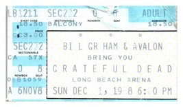 Grateful Morti Concerto Ticket Stub Dicembre 11 1988 Lungo Spiaggia - £39.72 GBP